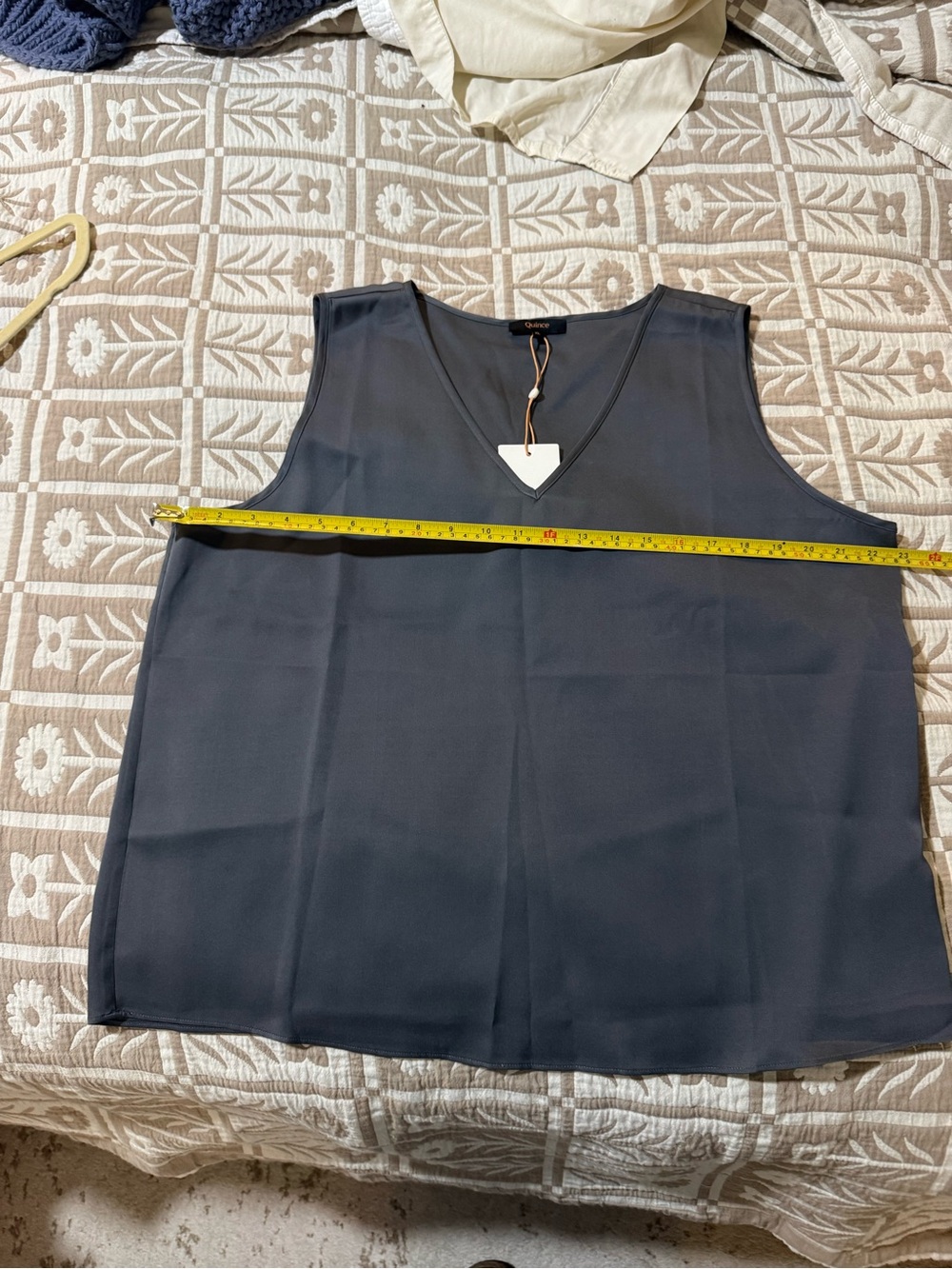 Silk Quince Women's Sleeveless V-Neck Top — Charcoal Gray - Picture 3 of 9